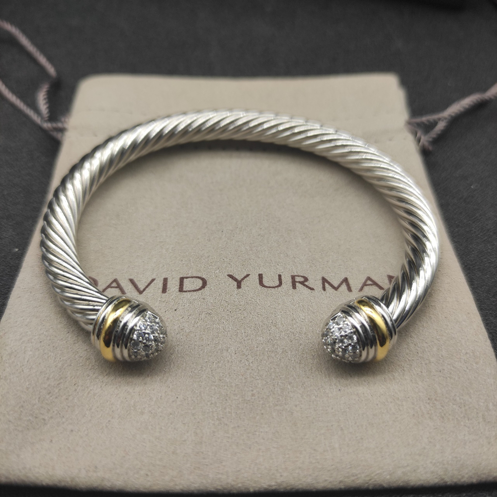 David Yurman 7mm half-diamond two-tone bracelet
